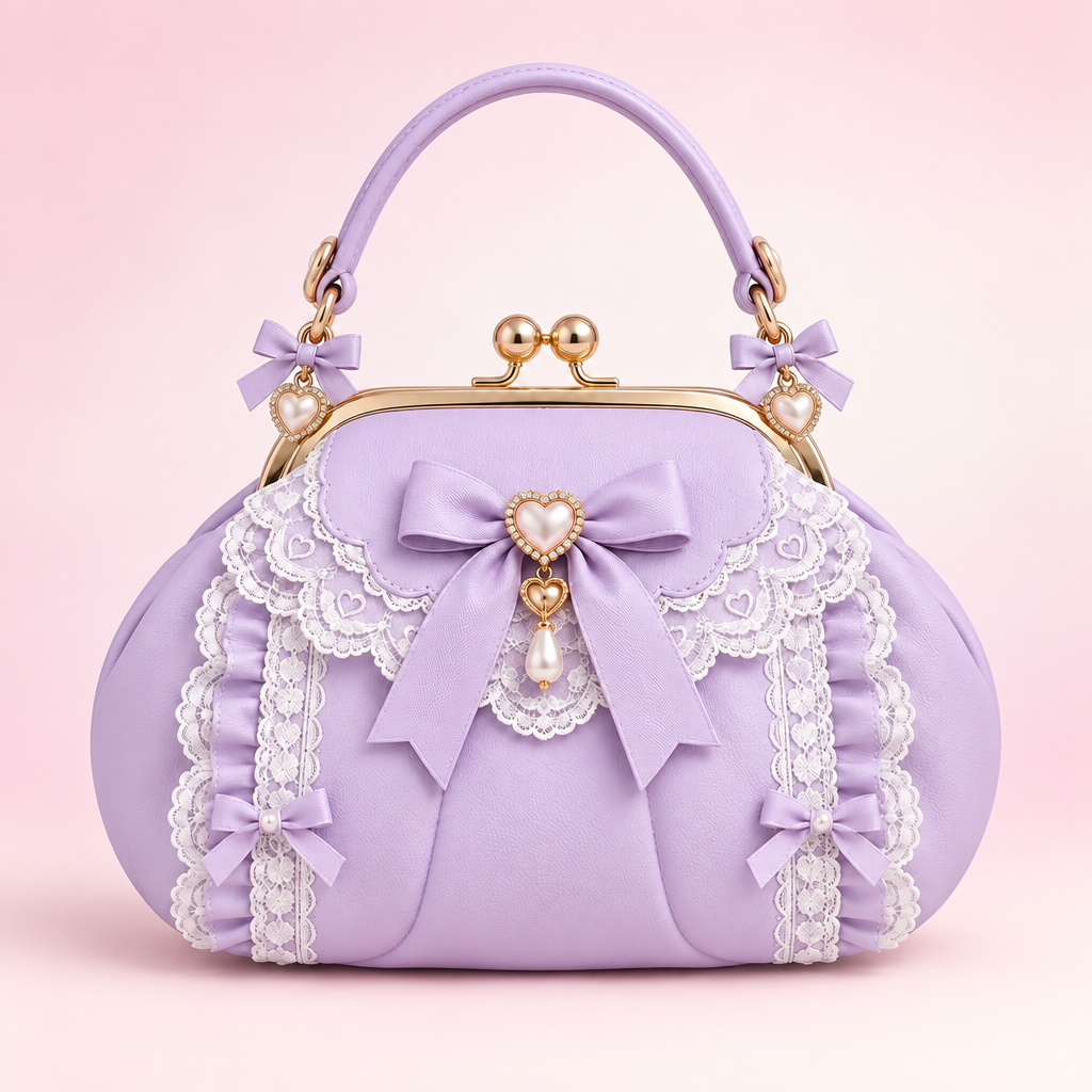 QEZLUPORAβ’ Kiss-Lock Doll Handbag β Mini Frame Bag, Japanese Romantic Jirai Kei Top Handle Purse