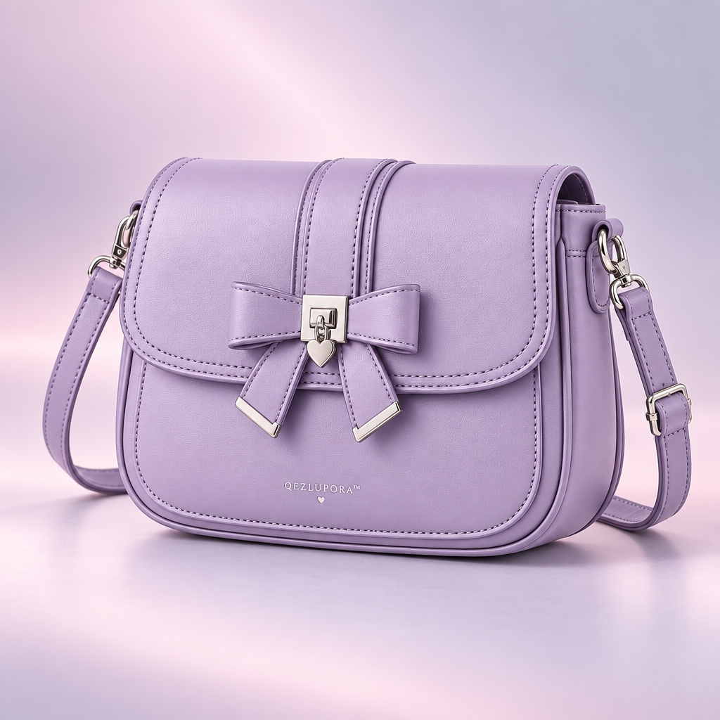 QEZLUPORAβ’ Ribbon Lock Flap Crossbody Bag β Japanese Jirai Kei Shoulder Bag, Gothic Sweet Messenger Purse