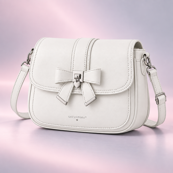 QEZLUPORA™ Ribbon Lock Flap Crossbody Bag – Japanese Jirai Kei Shoulder Bag, Gothic Sweet Messenger Purse