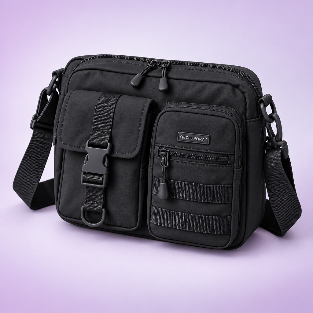 QEZLUPORA™ Twin Pocket Mini Messenger – Jirai Kei Utility Crossbody Bag, Japanese Cute Street Bag