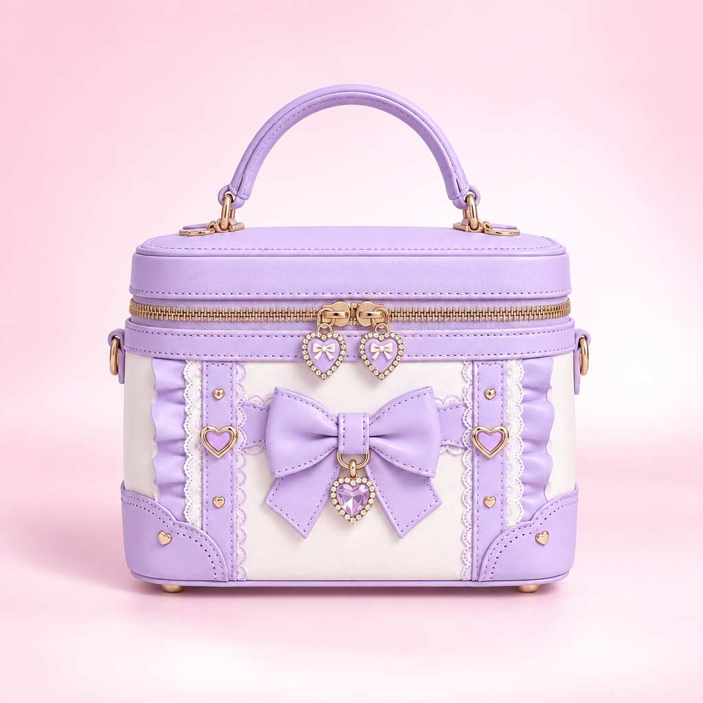 QEZLUPORA™ Vanity Box Mini Bag – Cute Structured Small Handbag, Japanese Jirai Kei Beauty Case Purse