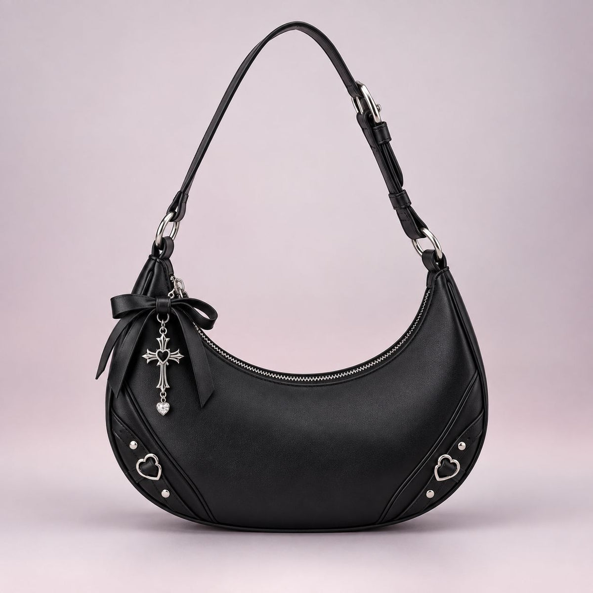 QEZLUPORA™ Crescent Mini Shoulder Bag – Japanese Jirai Kei Small Underarm Bag, Sweet Gothic Fashion Purse
