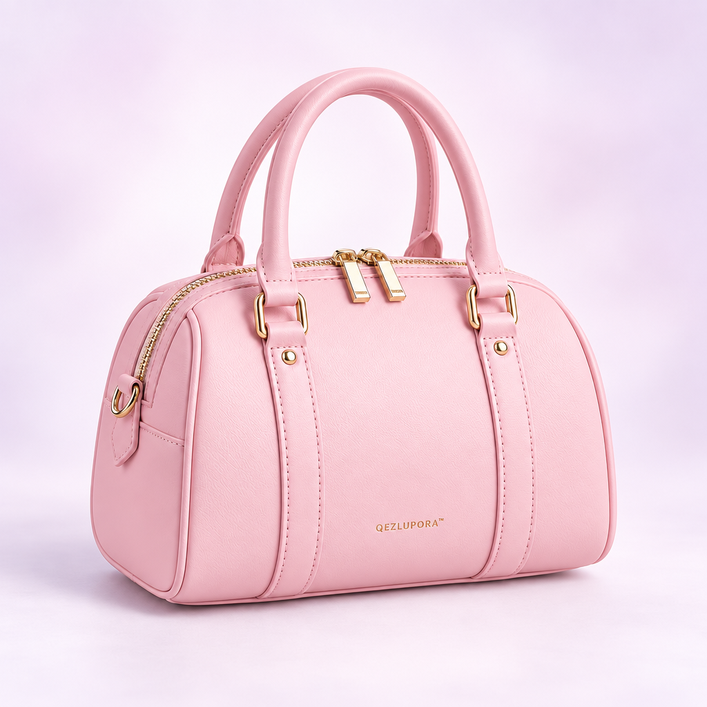 QEZLUPORA™ Double Zip Mini Boston Bag – Japanese Cute Structured Handbag, Jirai Kei Everyday Purse