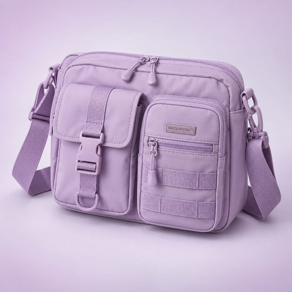 QEZLUPORA™ Twin Pocket Mini Messenger – Jirai Kei Utility Crossbody Bag, Japanese Cute Street Bag