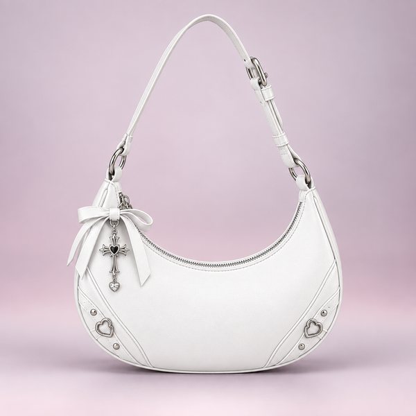 QEZLUPORA™ Crescent Mini Shoulder Bag – Japanese Jirai Kei Small Underarm Bag, Sweet Gothic Fashion Purse