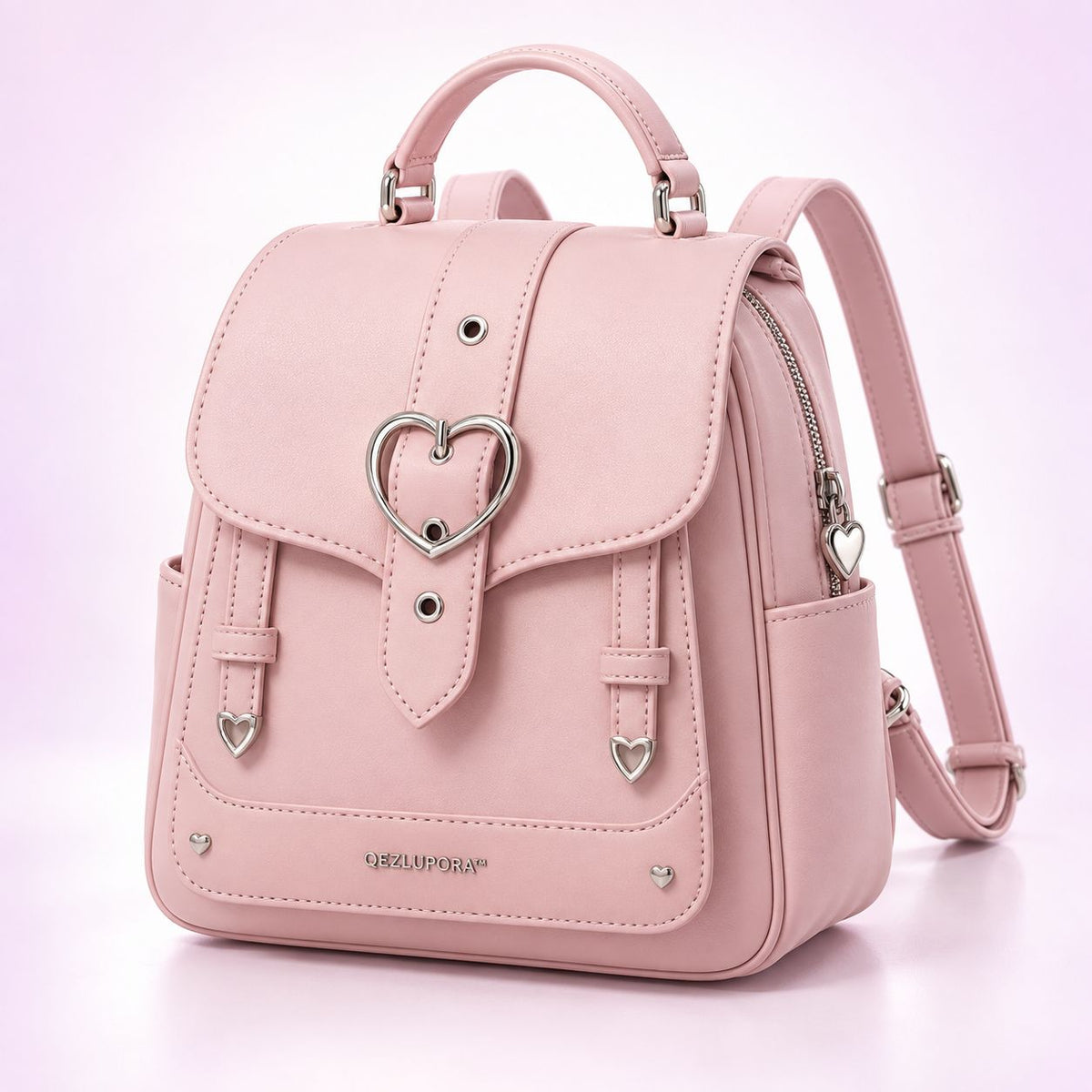 QEZLUPORA™ Heart Buckle Mini Backpack – Girly Gothic Small Backpack, Japanese Cute Streetwear Bag
