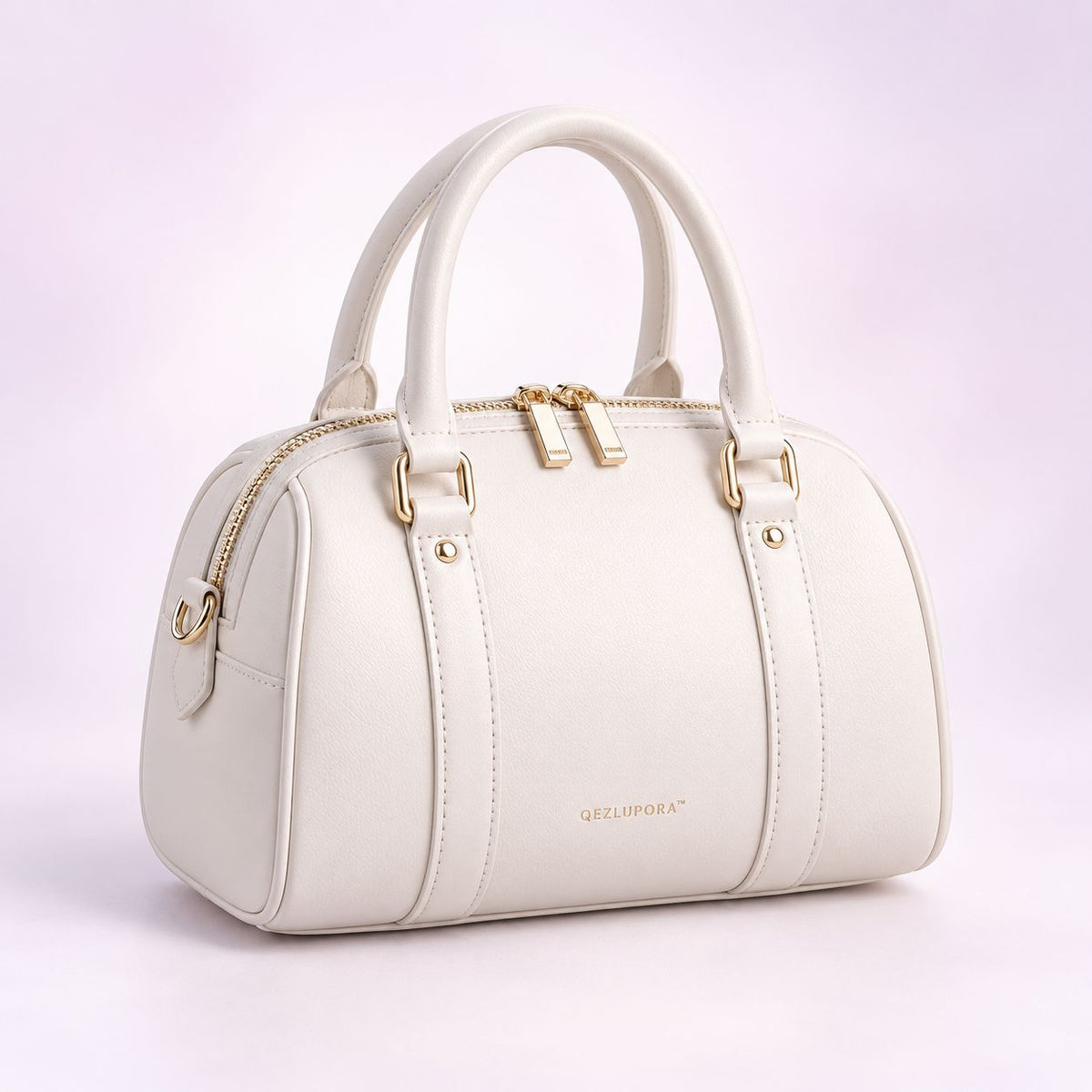 QEZLUPORA™ Double Zip Mini Boston Bag – Japanese Cute Structured Handbag, Jirai Kei Everyday Purse