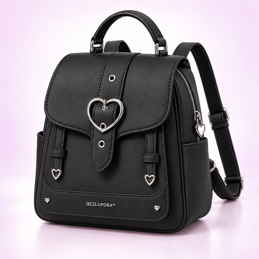 QEZLUPORA™ Heart Buckle Mini Backpack – Girly Gothic Small Backpack, Japanese Cute Streetwear Bag