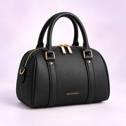 QEZLUPORA™ Double Zip Mini Boston Bag – Japanese Cute Structured Handbag, Jirai Kei Everyday Purse