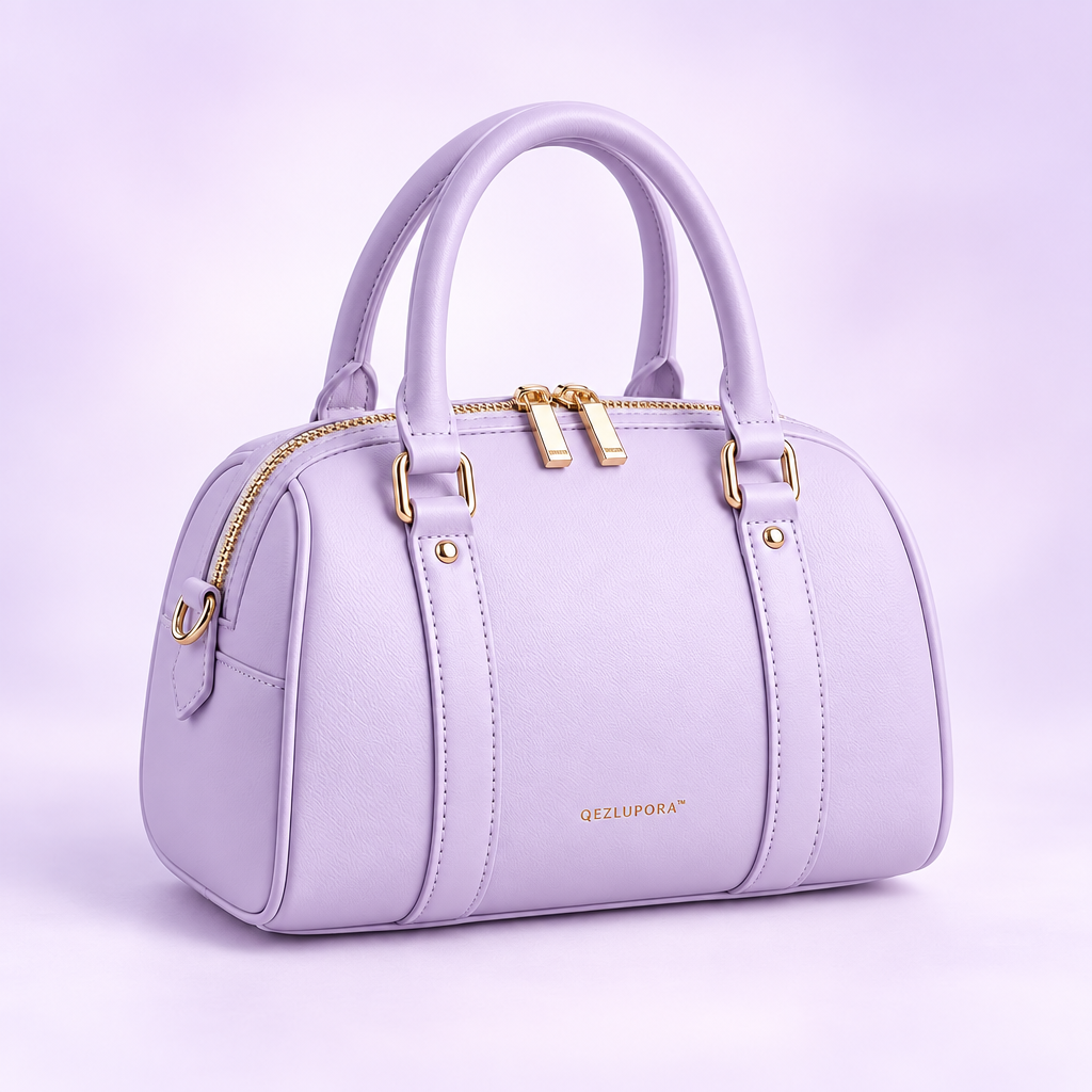 QEZLUPORA™ Double Zip Mini Boston Bag – Japanese Cute Structured Handbag, Jirai Kei Everyday Purse